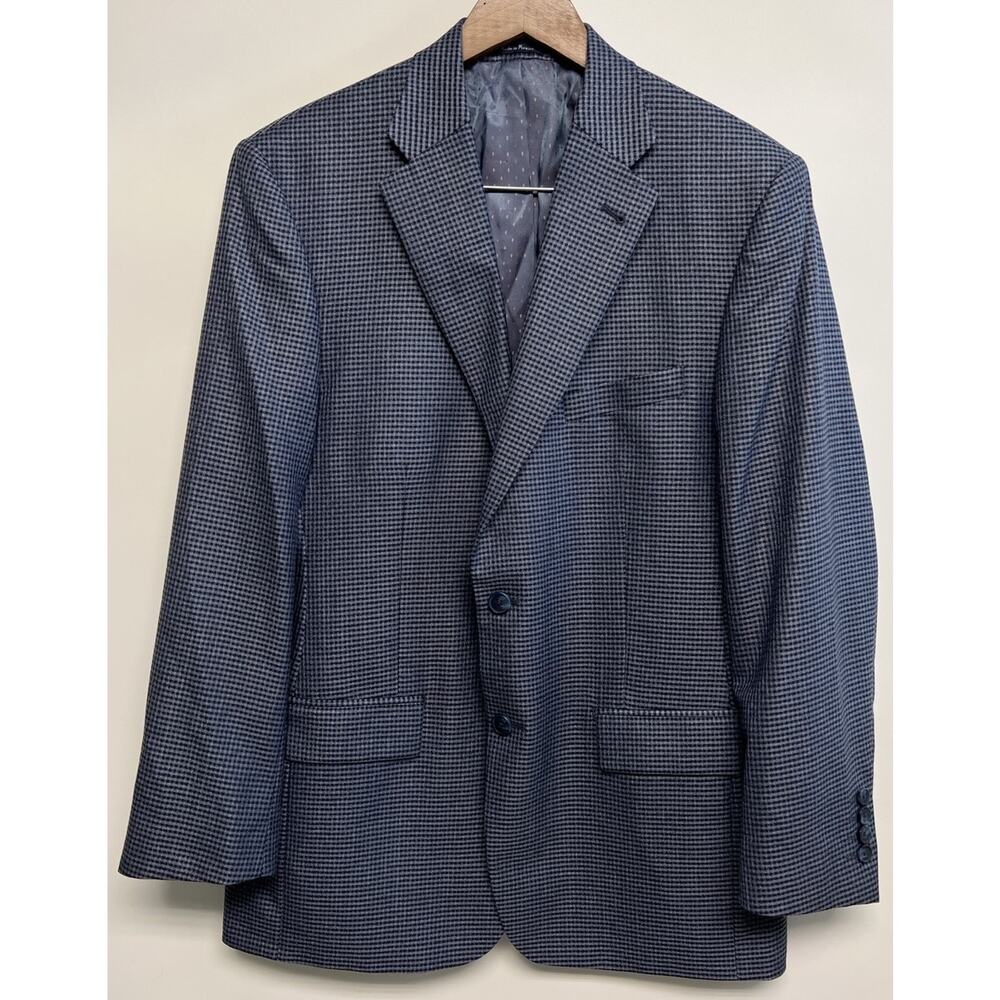 Turnbury 40R Blue Silk & Wool Plaid Mens Blazer Suit Jacket Sport Coat Luxury‎